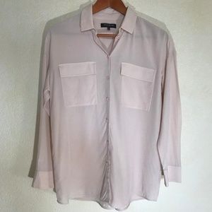 Lafayette 148 Baby Pink Silk Button Down Blouse